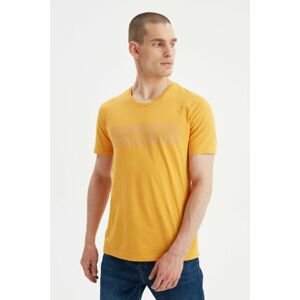 Trendyol Mustard Men's Slim Fit Short Sleeve Printed T-Shirt