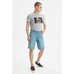 Trendyol Blue Men's Regular Cut-Hem Denim Shorts & Bermuda