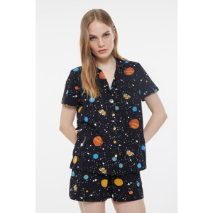 Trendyol Galaxy Patterned Knitted Pajamas Set
