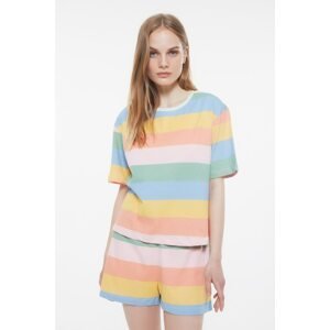 Trendyol Striped Knitted Pajamas Set