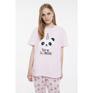 Trendyol Panda Printed Knitted Pajamas Set