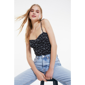 Trendyol Black Strap Tulle Knitted Blouse