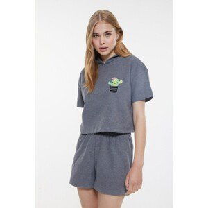 Trendyol Anthracite Embroidered Camisole Pajamas Set