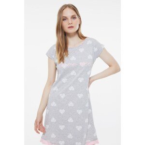 Trendyol Gray Printed Knitted Nightgown
