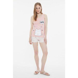 Trendyol Printed Knitted Pajamas Set