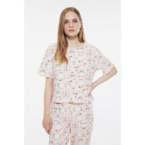 Trendyol Powder Printed Knitted Pajamas Set