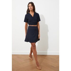 Trendyol Navy Blue Lacing Detailed Knitted Skirt