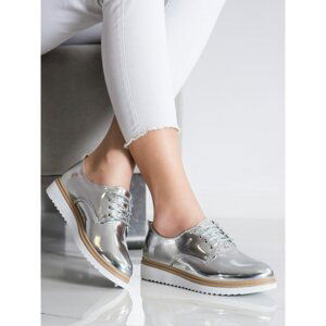 SHELOVET LACQUERED SILVER SHOES