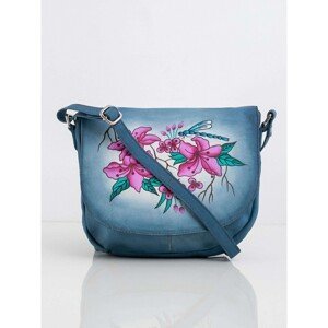 Blue messenger bag with floral pattern