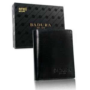 BADURA Black small wallet for men made of genuine leather