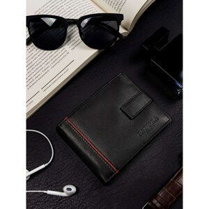 Black men's wallet made of genuine leather BADURA