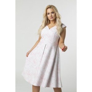 flared dress with embossed pattern and box pleats