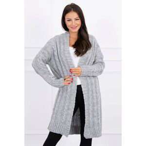 Sweater Cardigan with braid weave gray