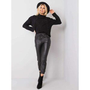 Black waxed trousers