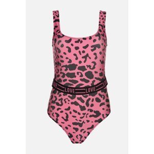 Trendyol Pink Leopard Patterned Belt Detailed Swimsuit