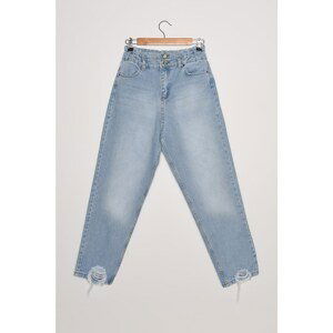 Trendyol Light Blue Rubber Belli Mom Jeans