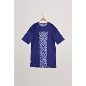Trendyol Blue Crew Neck Printed Knitted Tunic