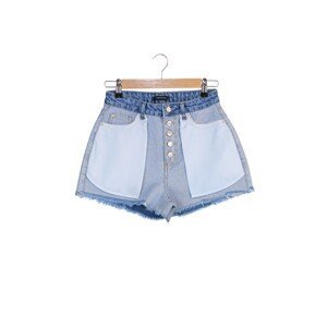 Trendyol Blue Front Buttoned Denim Shorts