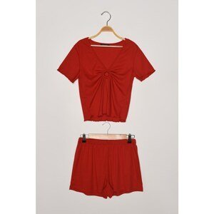 Trendyol Red Camisole Knitted Pajamas Set