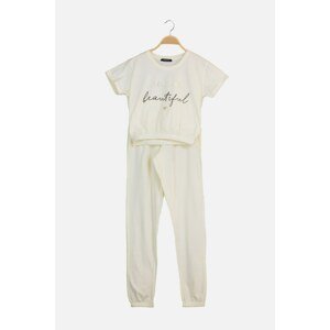 Trendyol Yellow Printed Knitted Pajamas Set