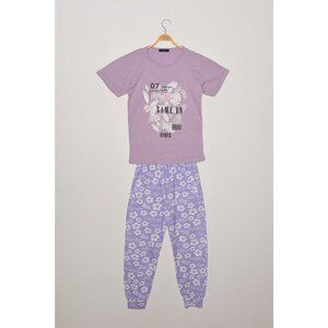 Trendyol Multi Color Printed Knitted Pajamas Set