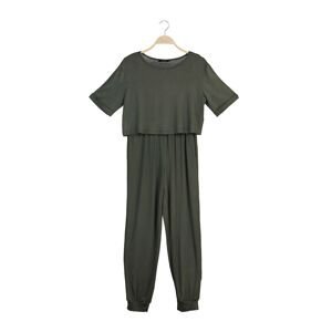 Trendyol Green Crop Knitted Pajamas Set