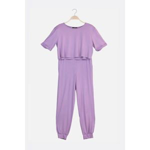 Trendyol Lila Crop Knitted Pajamas Set