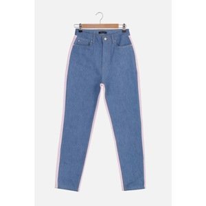 Trendyol Blue Pink Color-Blocked High Waist Mom Jeans