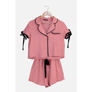 Trendyol Pink Collar Detailed Pajamas Set