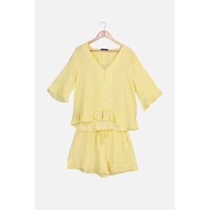 Trendyol Yellow Printed Woven Pajamas Set