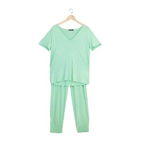 Trendyol Light Green V-Neck Pajamas Set