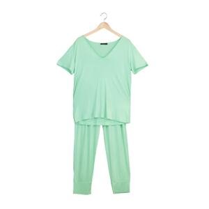 Trendyol Light Green V-Neck Pajamas Set