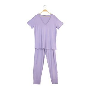 Trendyol Lila V Neck Pajamas Set