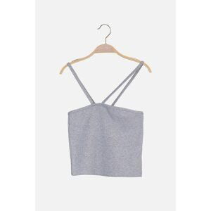 Trendyol Gray Strappy Knitted Blouse