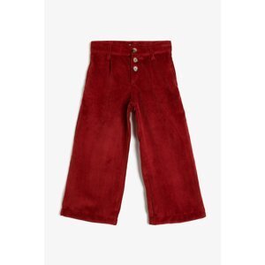 Koton Men's Burgundy Claret Red Velvet Trousers