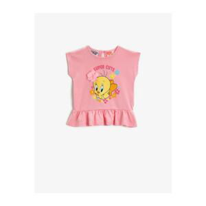 Koton Girl Tweety Tshirt Ruffled Cotton