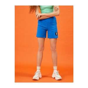 Koton Women's Blue Cotton Emblemed Shorts