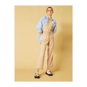Koton Women's Brown Waist Strap Trousers
