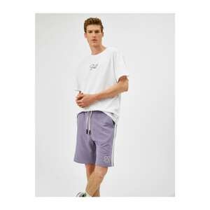 Koton Men's Purple Printed Waistband Pocket Shorts