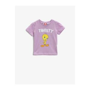 Koton Baby Girl Tweety Short Sleeve Licensed Printed Cotton T-Shirt