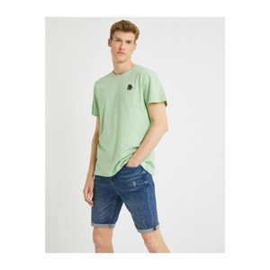 Koton Men's Green Regular Fit Cotton T-Shirt