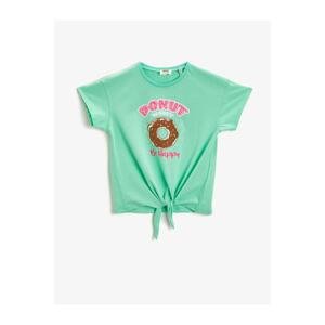 Koton Child Green Printed T-Shirt Crew Neck Cotton Waist Bag