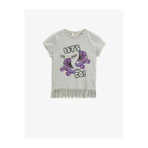 Koton Printed Tassel Crew Neck Cotton T-Shirt