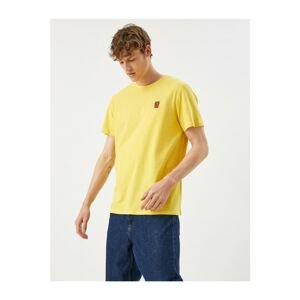 Koton Men's Yellow Crew Neck Cotton T-Shirt