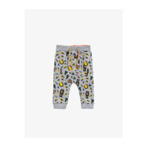 Koton Baby Boy Gray Cotton Printed Tie Waist Kangaroo Pocket Sweatpants