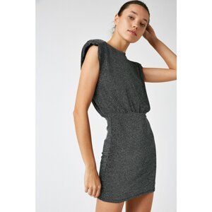 Koton Wadded Dress Evening Dress Short Boat Neck