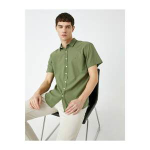 Koton Men's Green Short Sleeve Shirt Cotton Slim