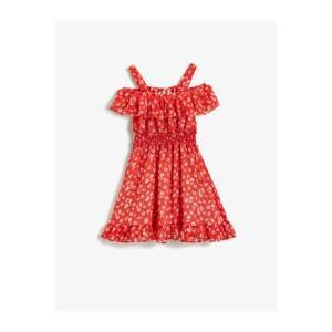 Koton Girl Red Floral Ruffled Dress