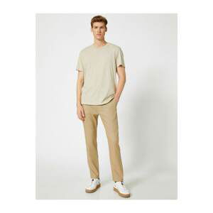 Koton Men's Ecru Linen Regular Fit Trousers