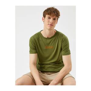 Koton Men's Green Slogan Crew Neck T-Shirt